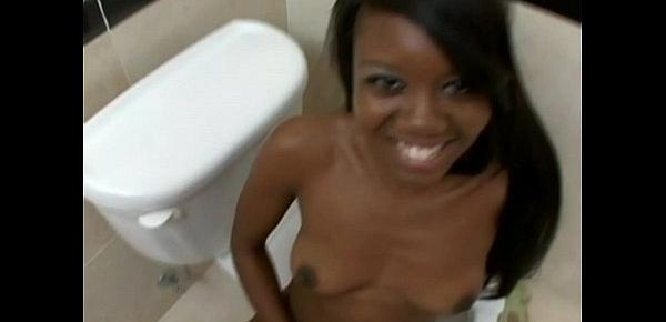  Ebony slut gets fucked for cash in a bathroom